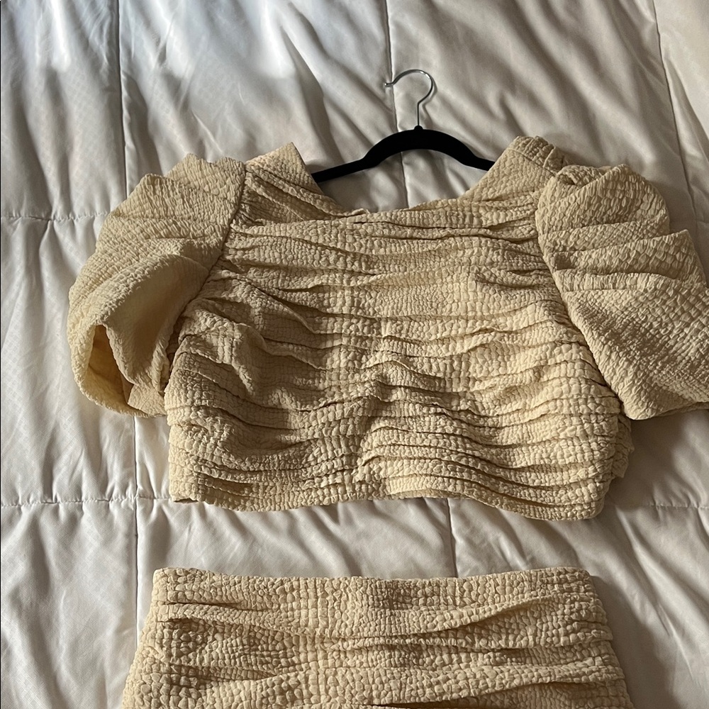 H&M Cream Textured Mini Dress